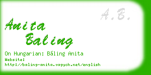anita baling business card